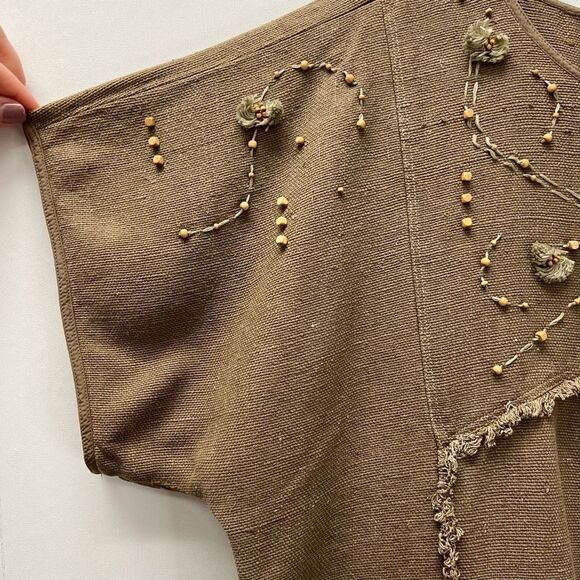 Mercedes &Ā Adrienne Vintageā100% Raw Silk Woven Blouse Embroidered Unique Sizeā8 - Picture 4 of 11